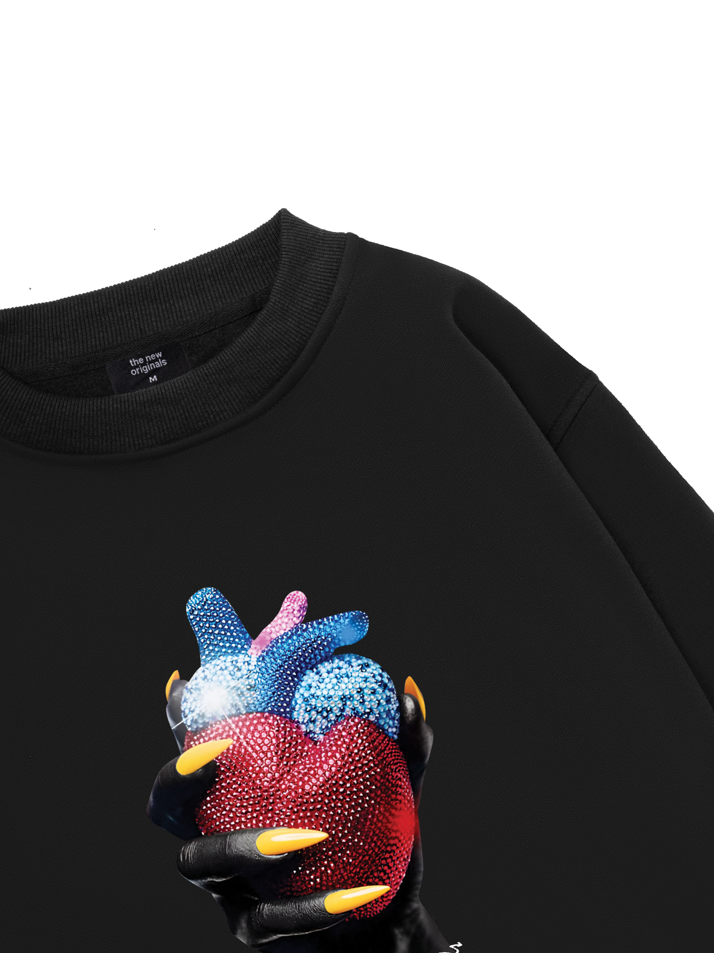 Handheld colorful rhinestone art heart Sweater