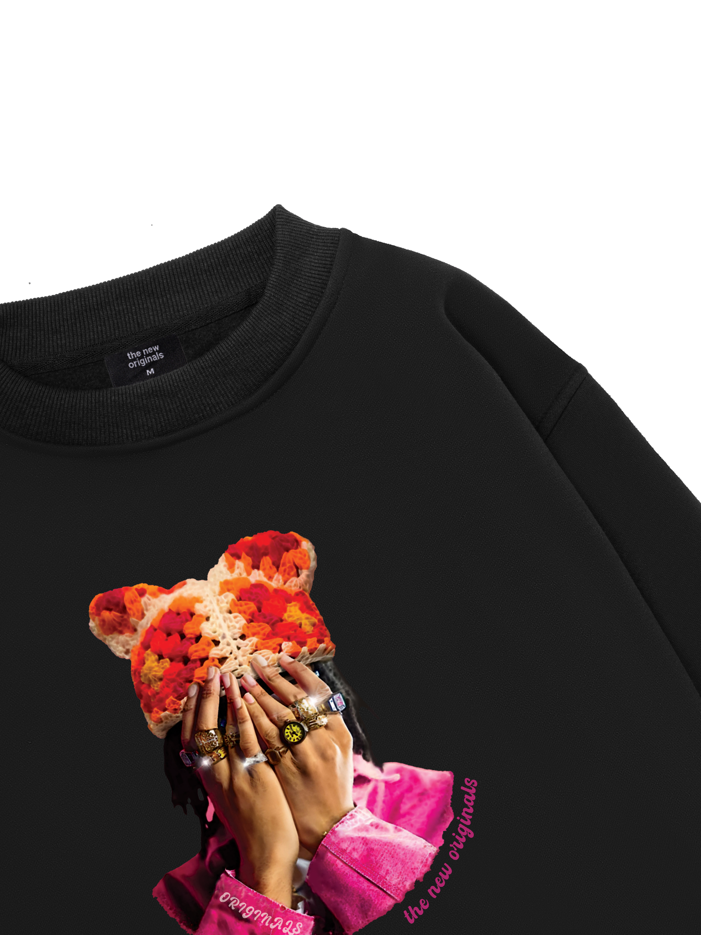 Jewel Ring & Orange Kitty Cap Wash Sweater
