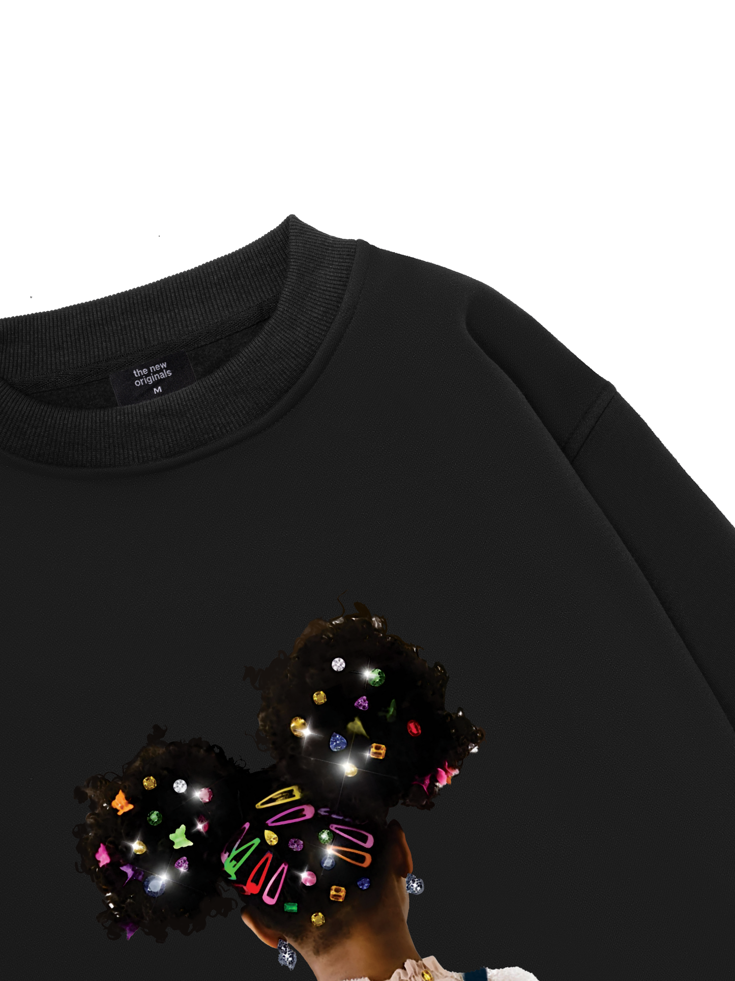 Colorful Diamond Hairpin Afro Girl Sweater