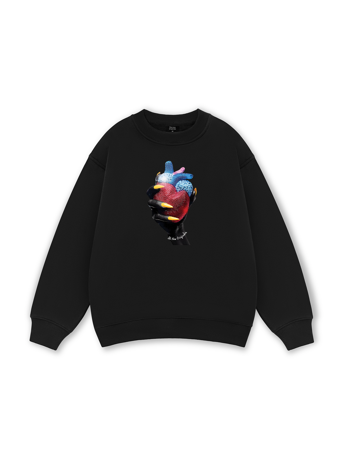 Handheld colorful rhinestone art heart Sweater