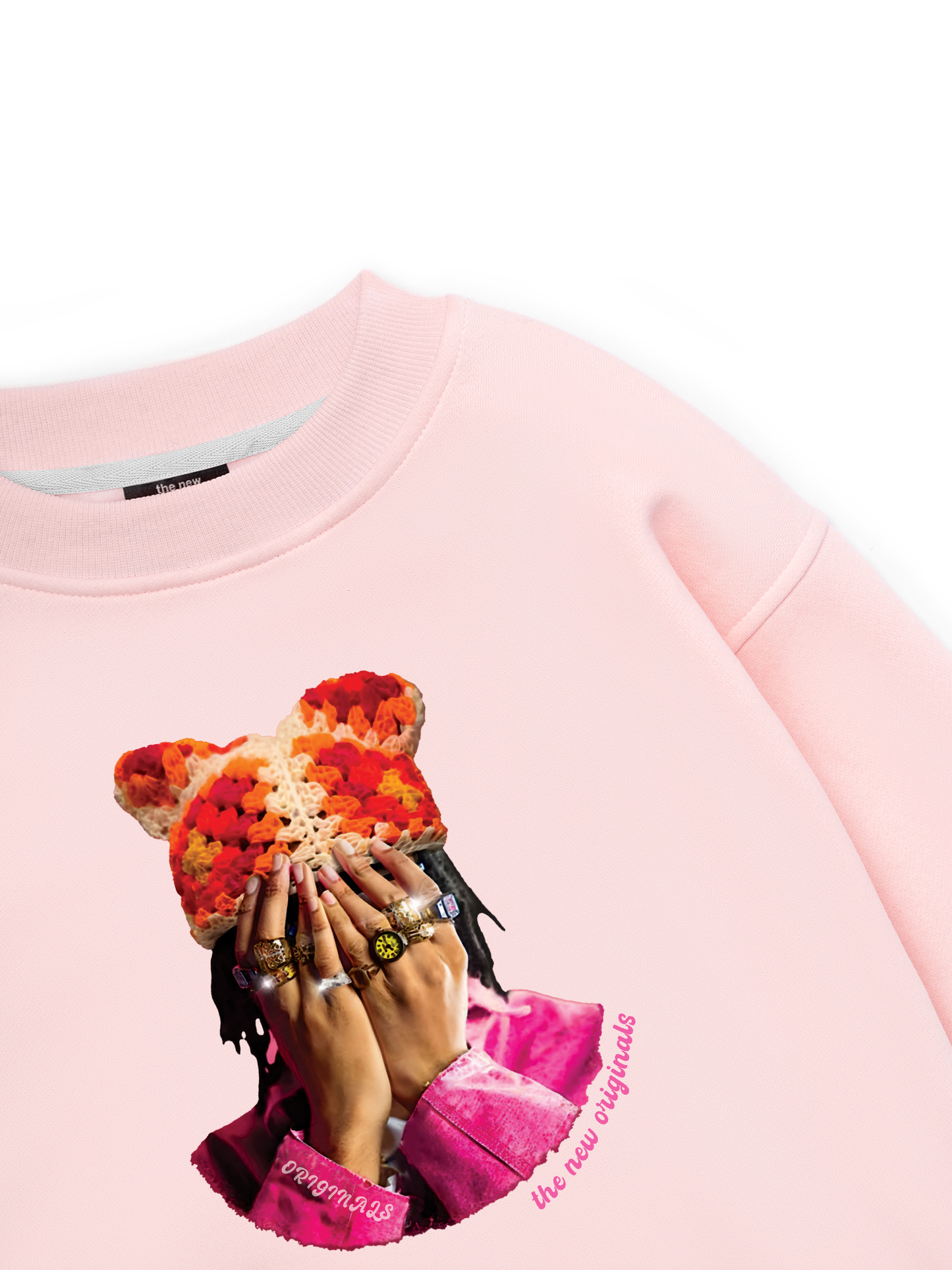 Jewel Ring & Orange Kitty Cap Wash Sweater