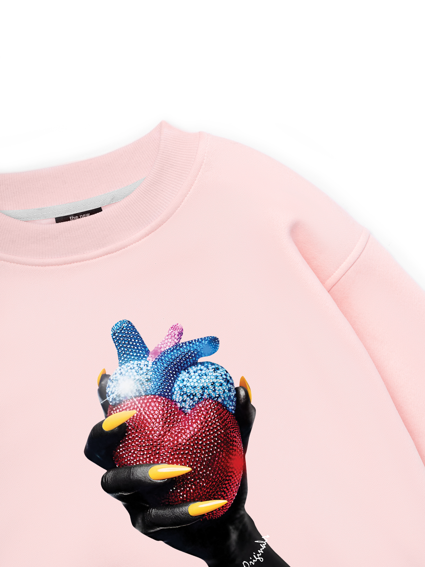 Handheld colorful rhinestone art heart Sweater
