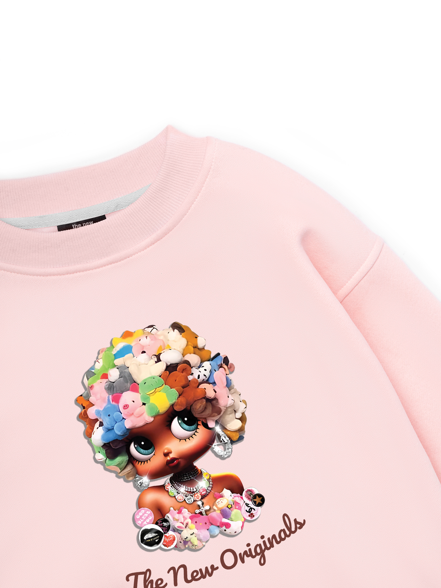 Colorful Plush Doll Head Cover Cartoon girl Sweater