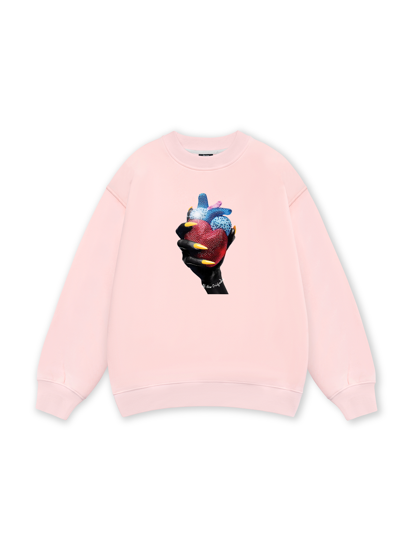 Handheld colorful rhinestone art heart Sweater