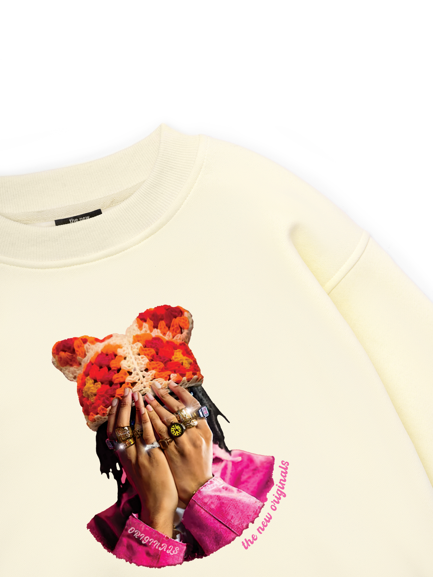 Jewel Ring & Orange Kitty Cap Wash Sweater