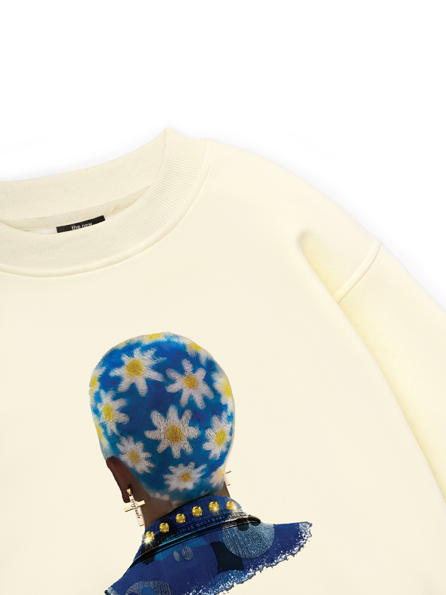 Blue Daisy Hairstyle Sweater