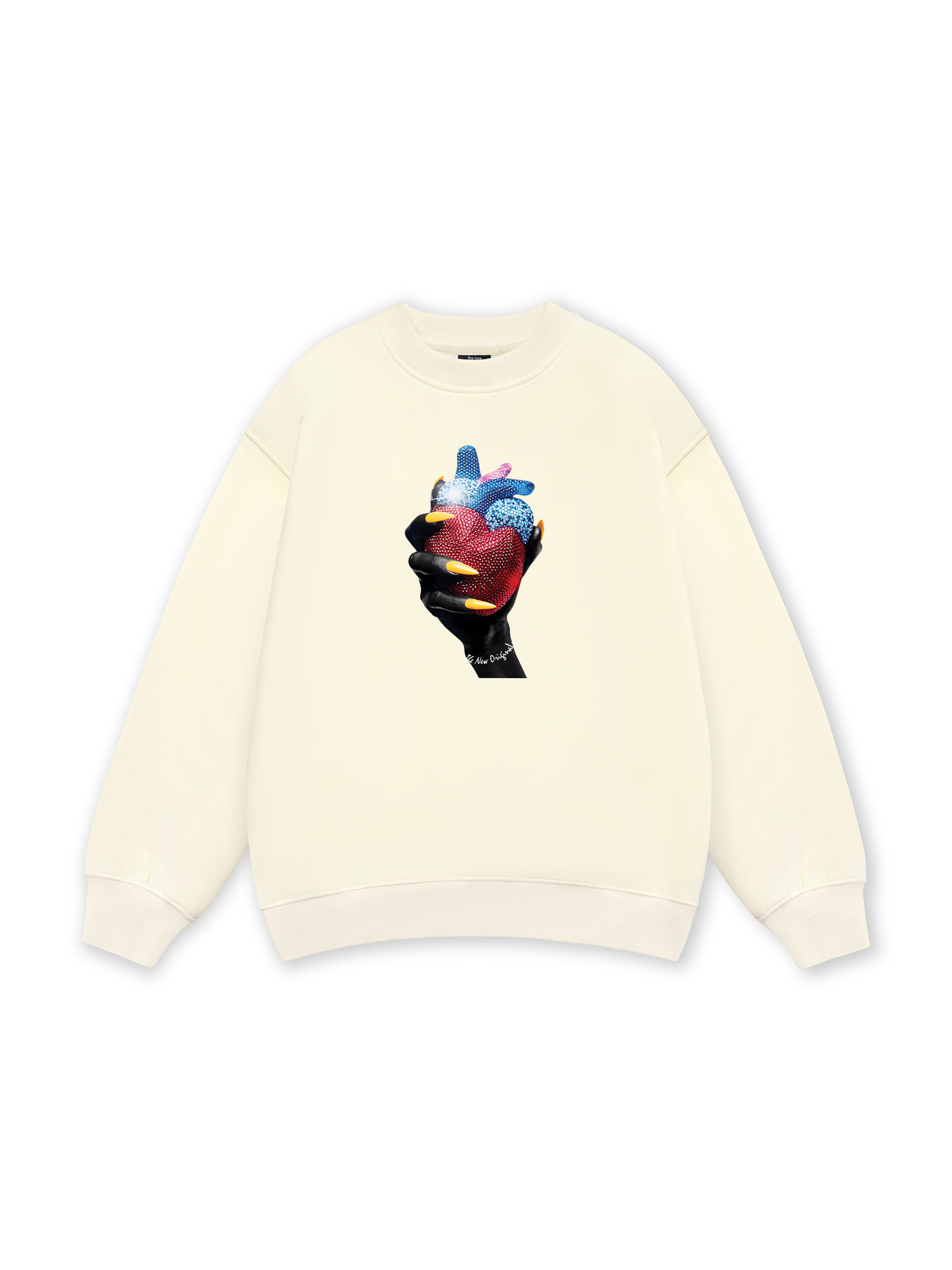 Handheld colorful rhinestone art heart Sweater