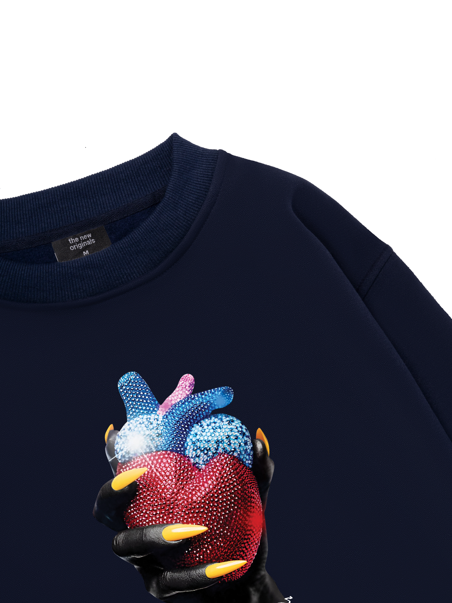 Handheld colorful rhinestone art heart Sweater