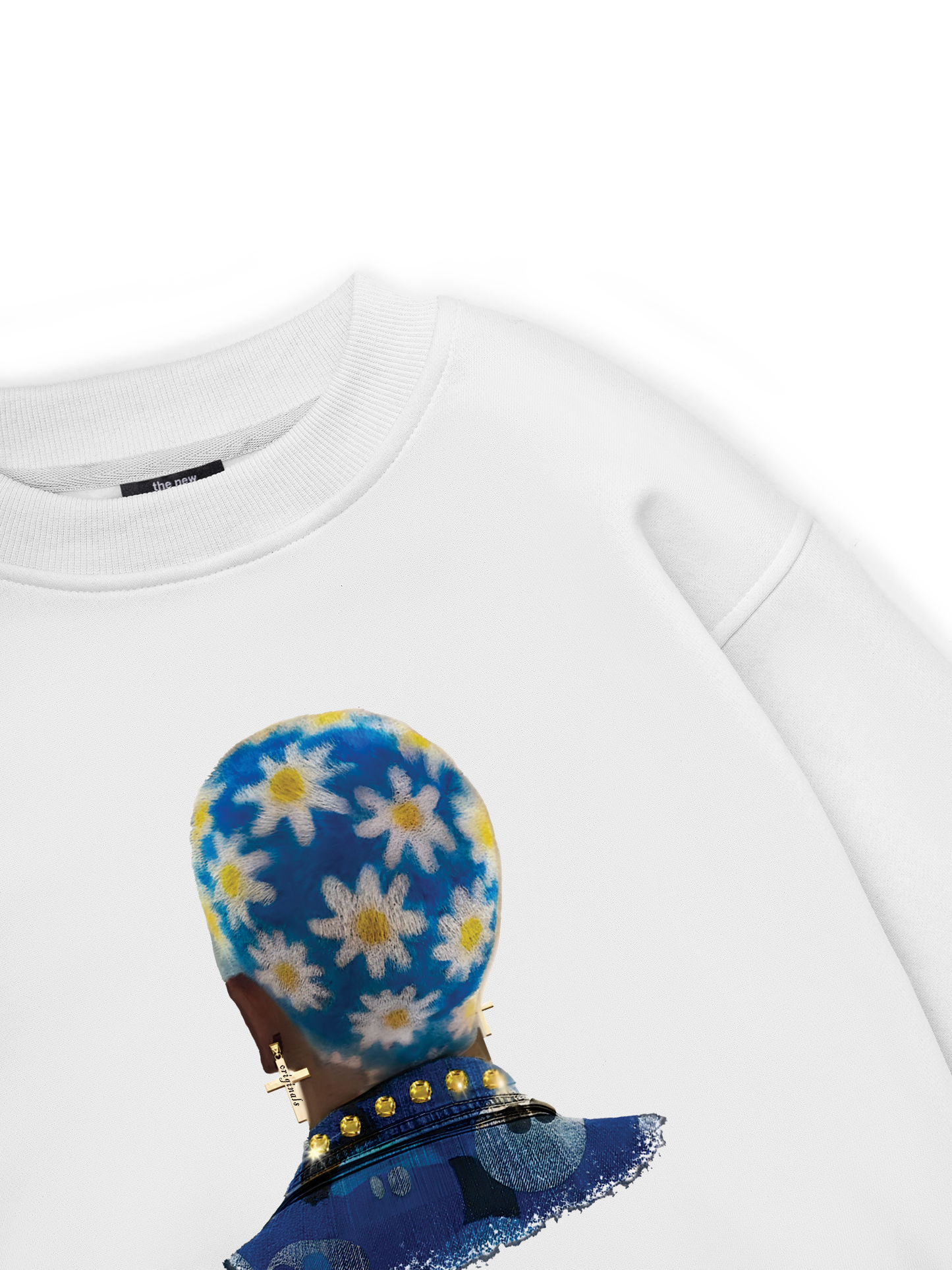 Blue Daisy Hairstyle Sweater