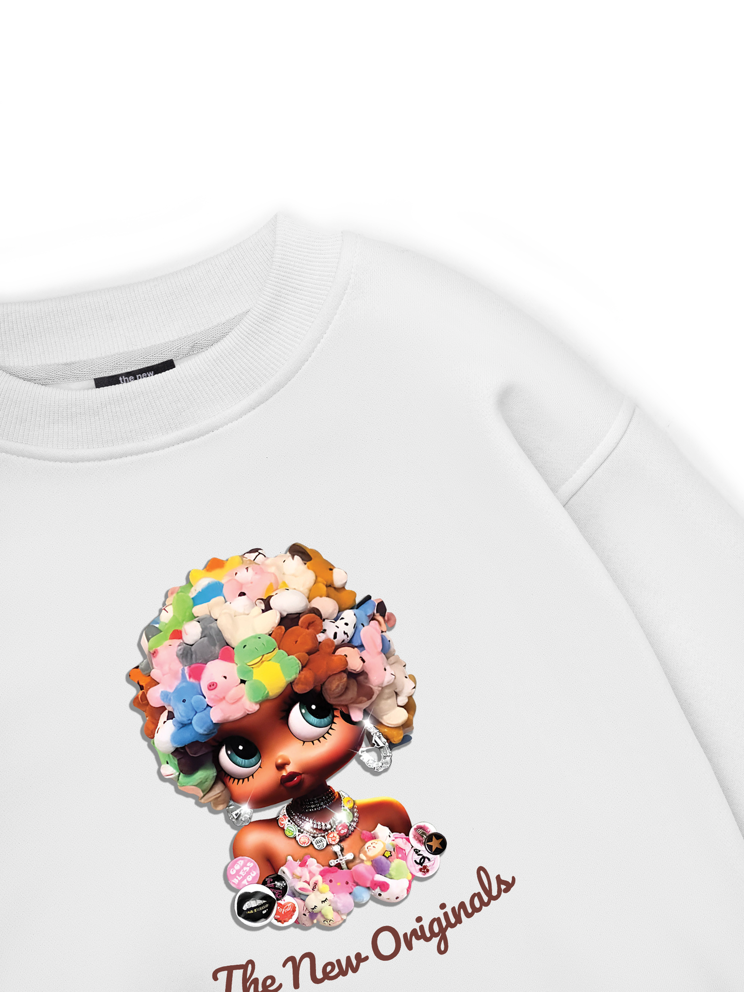 Colorful Plush Doll Head Cover Cartoon girl Sweater
