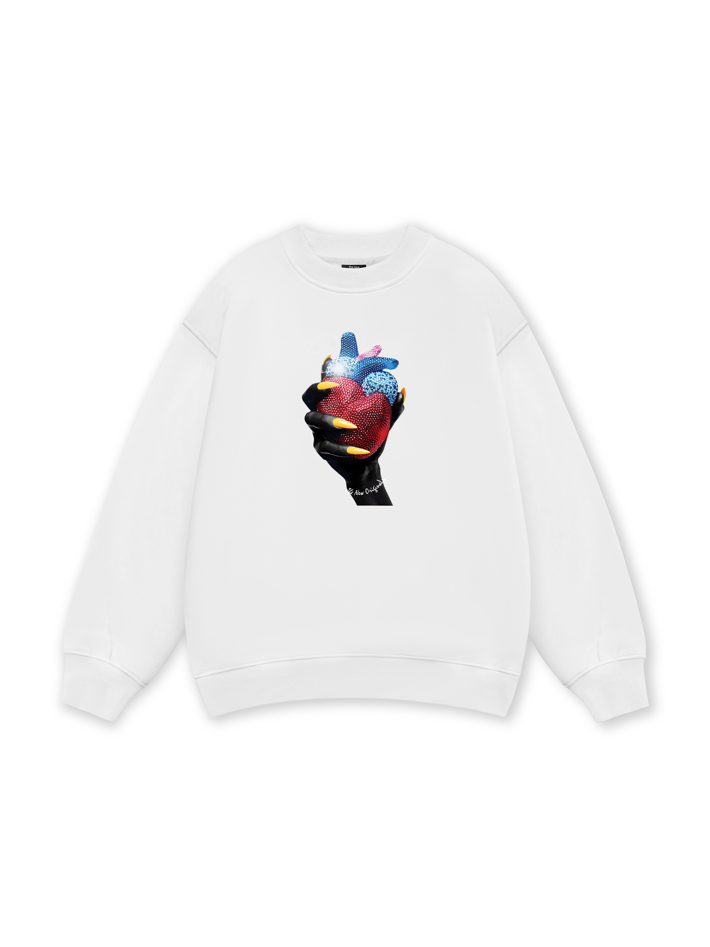Handheld colorful rhinestone art heart Sweater