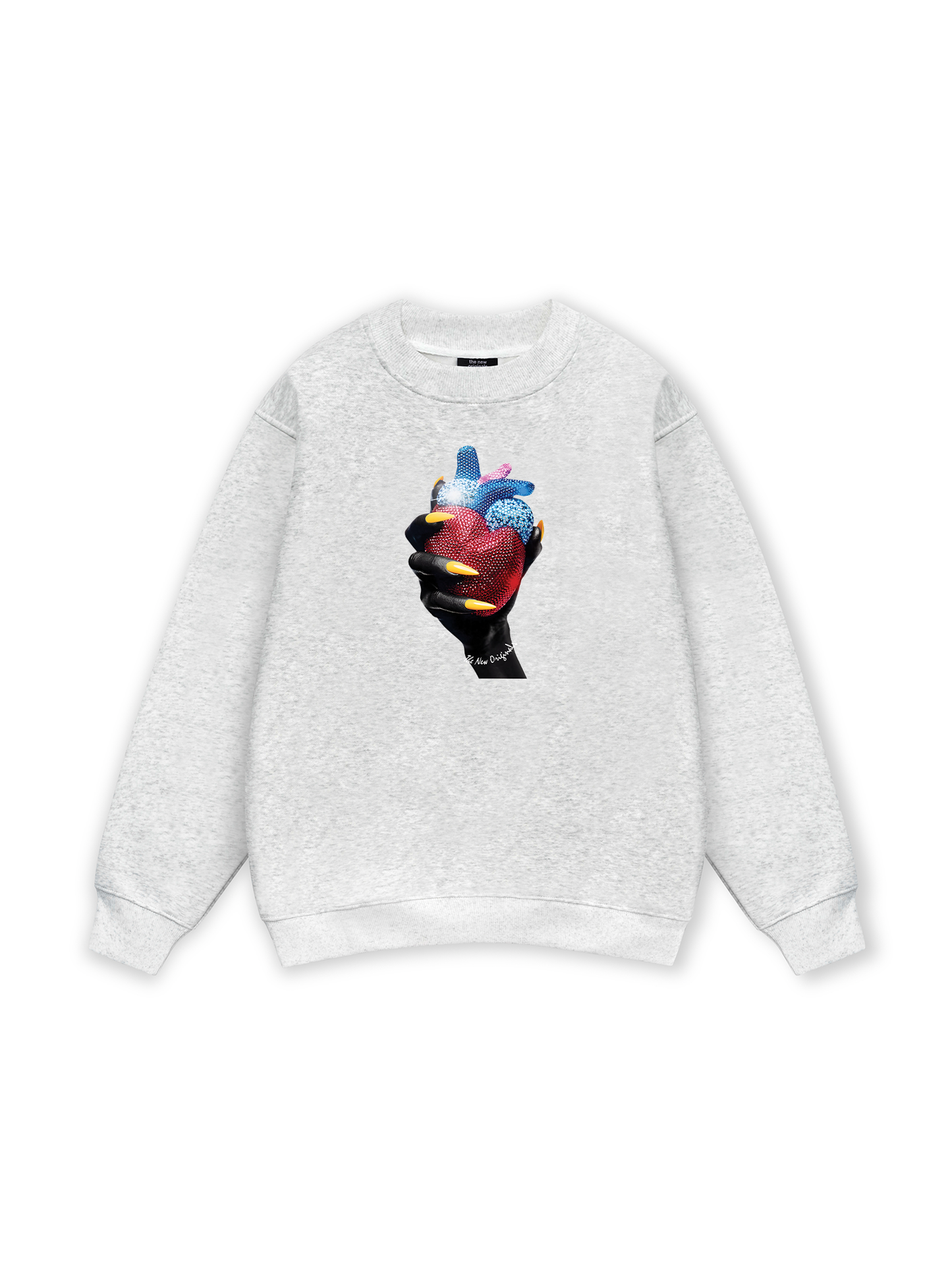 Handheld colorful rhinestone art heart Sweater