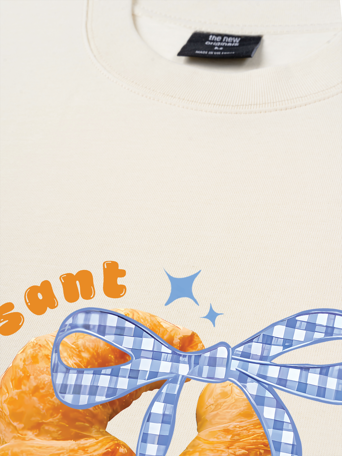 Áo Thun Relaxed Fit Sweet Pastry BLue Plaid Bow
