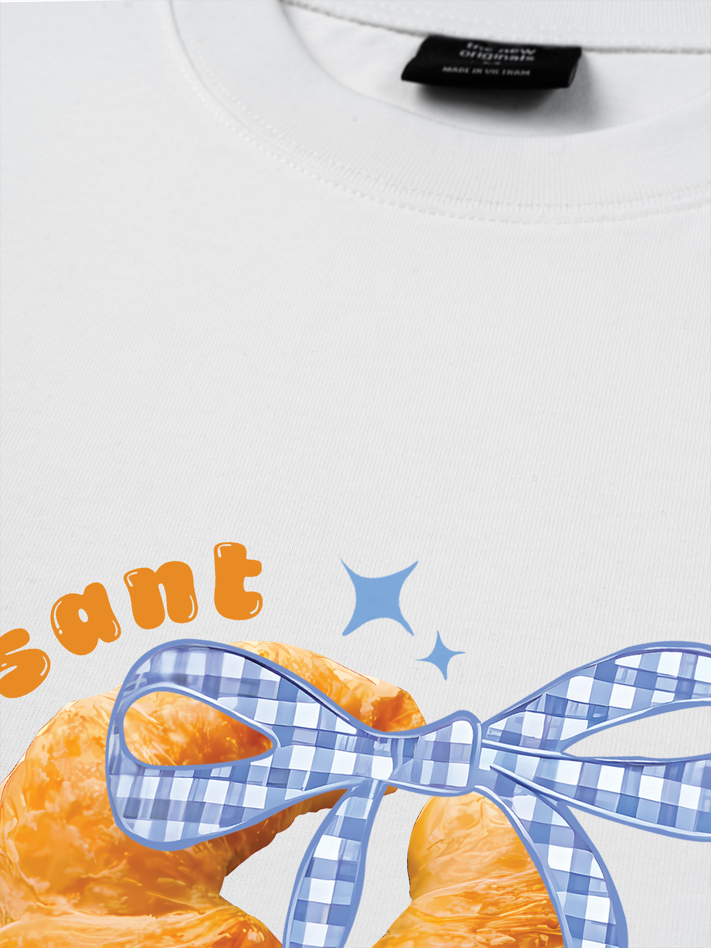 Áo Thun Relaxed Fit Sweet Pastry BLue Plaid Bow