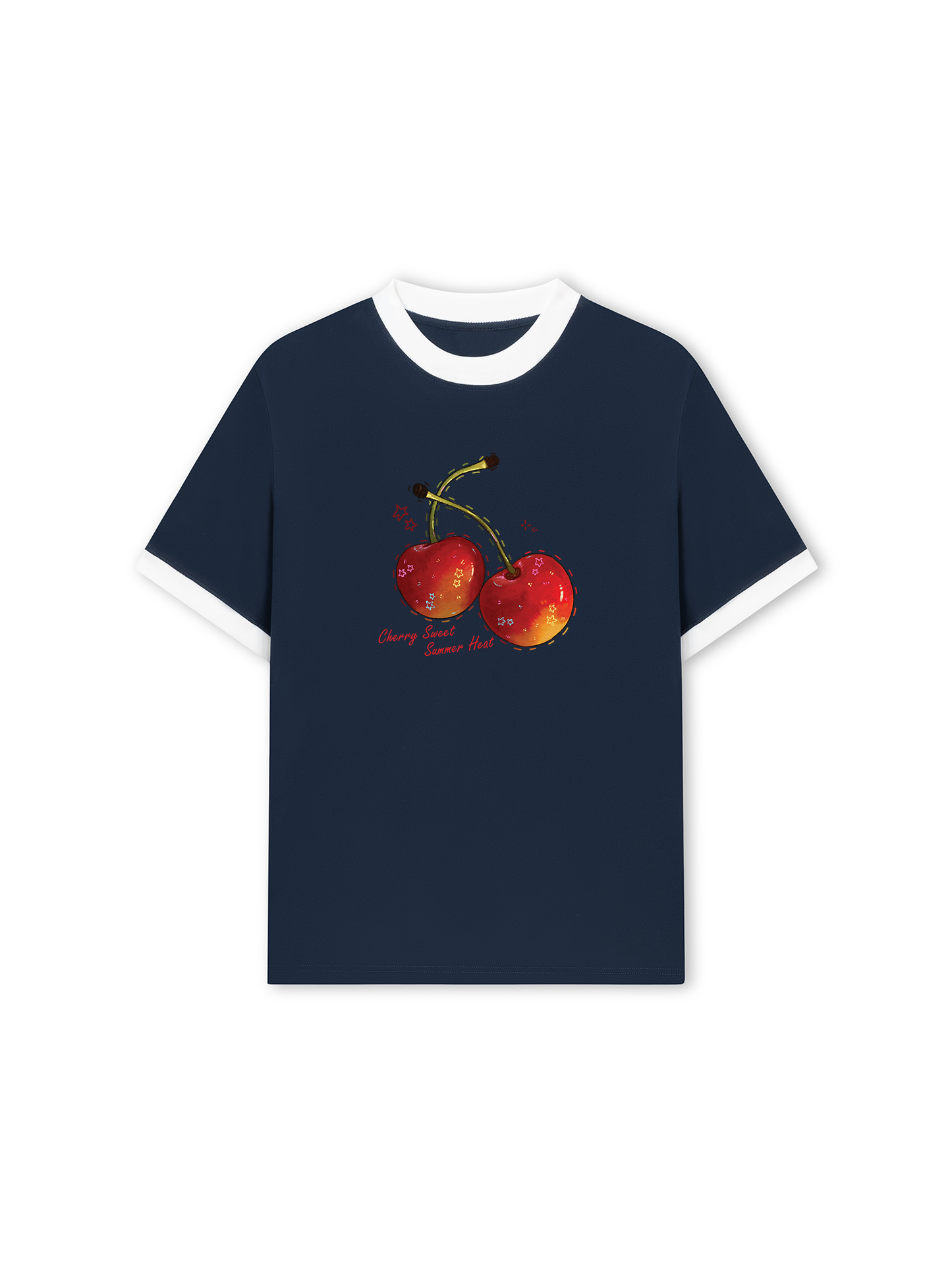 Áo Thun Ringer Relaxed Fit Summer Vibes Cherry Sweet
