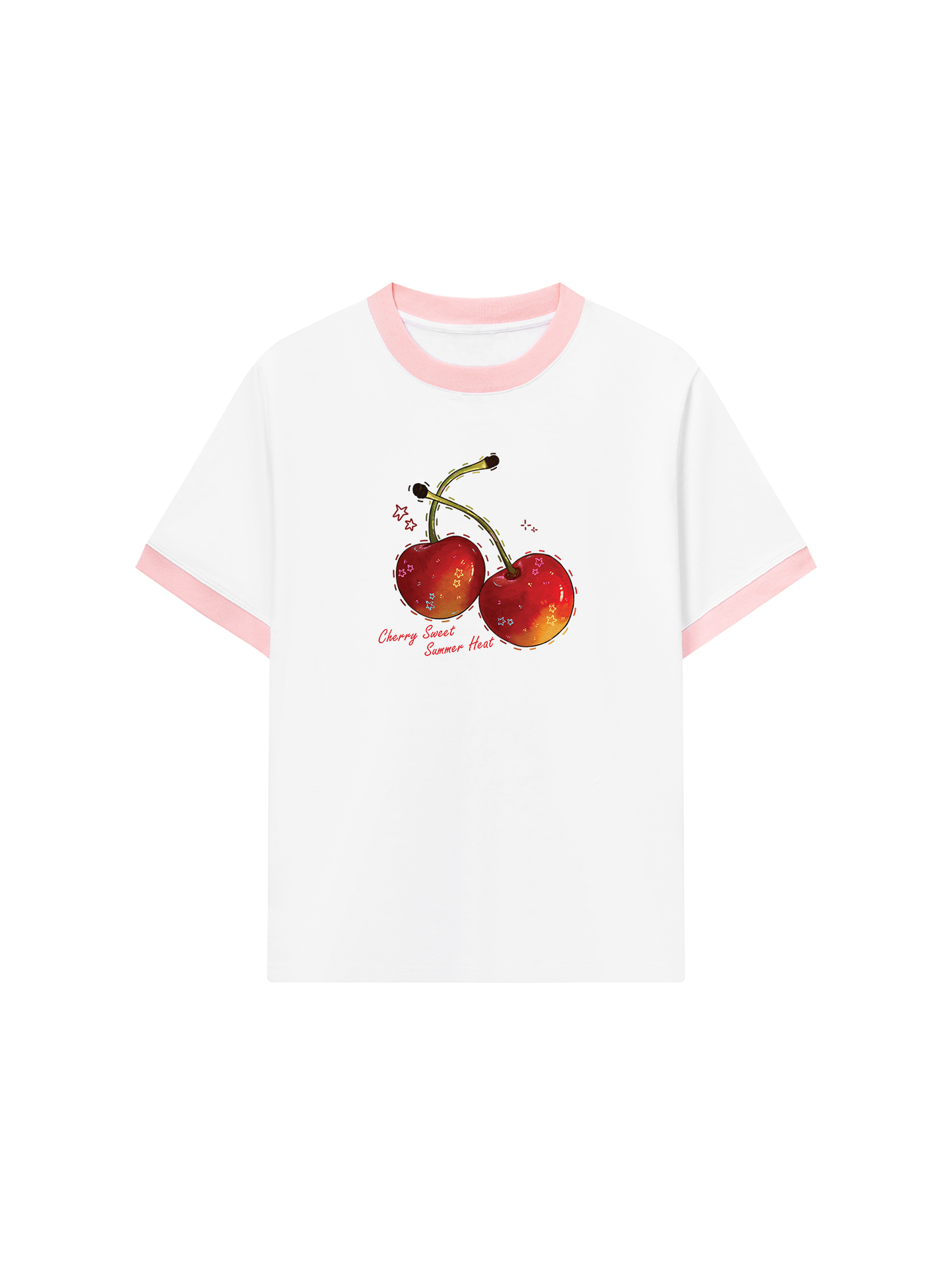 Áo Thun Ringer Relaxed Fit Summer Vibes Cherry Sweet