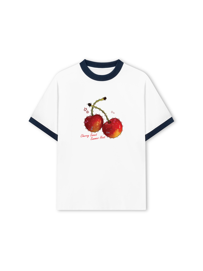 Áo Thun Ringer Relaxed Fit Summer Vibes Cherry Sweet