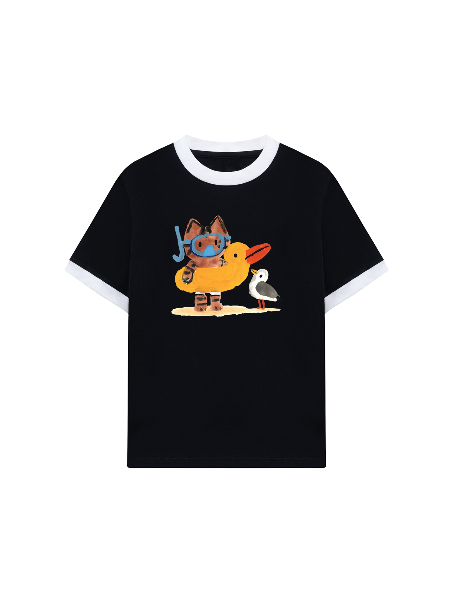 Áo Thun Ringer Relaxed Fit Summer Vibes Cat And Duck