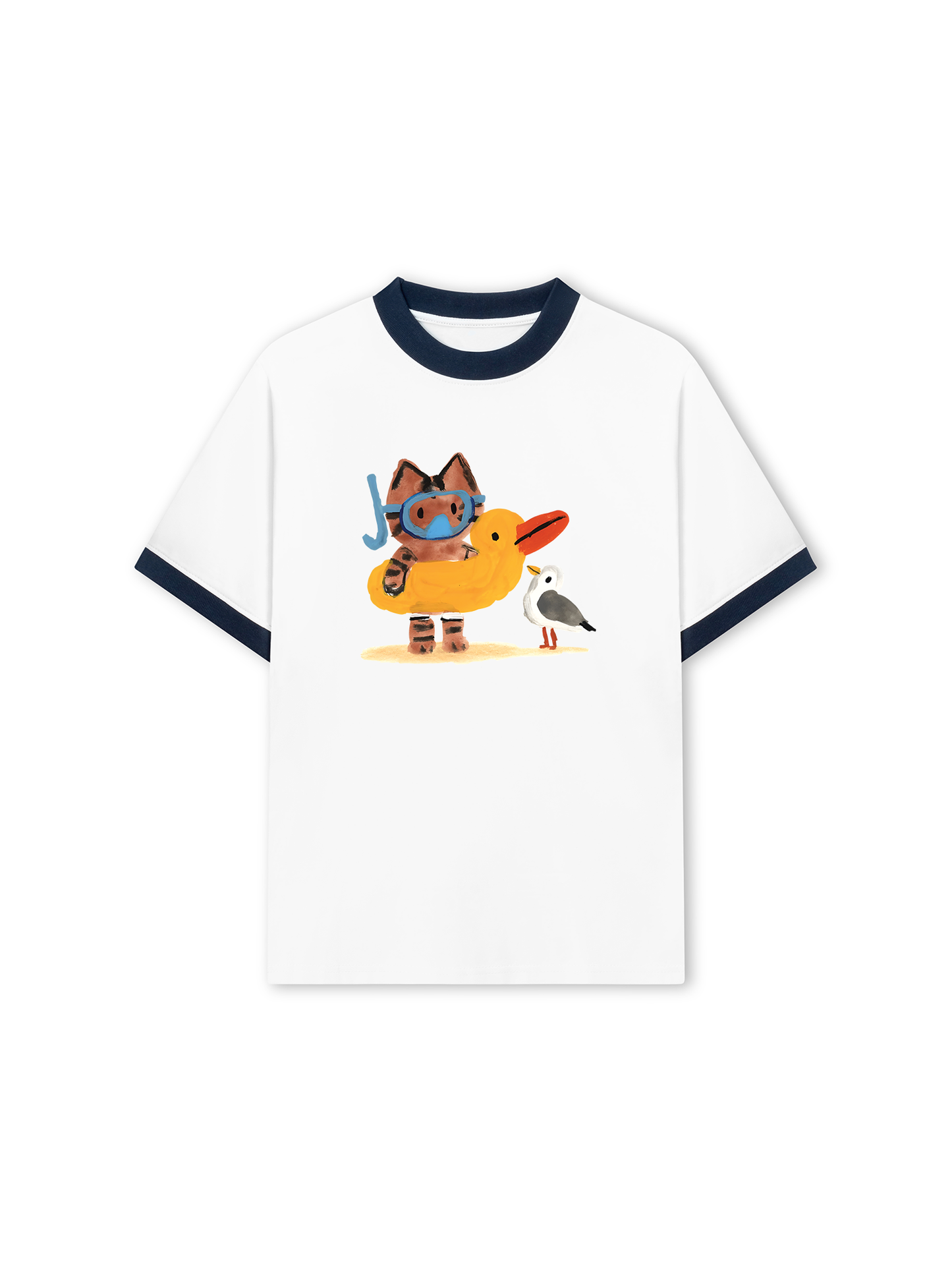 Áo Thun Ringer Relaxed Fit Summer Vibes Cat And Duck