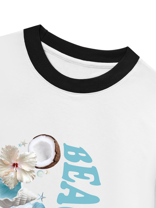 Áo Thun Ringer Relaxed Fit Summer Vibes Beach