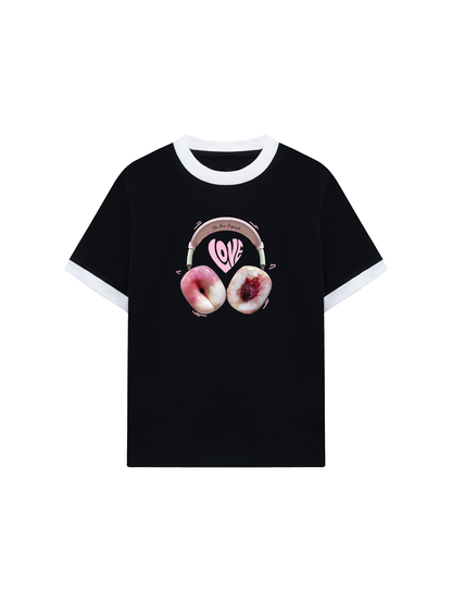 Áo Thun Ringer Relaxed Fit Summer Vibes Peach Love