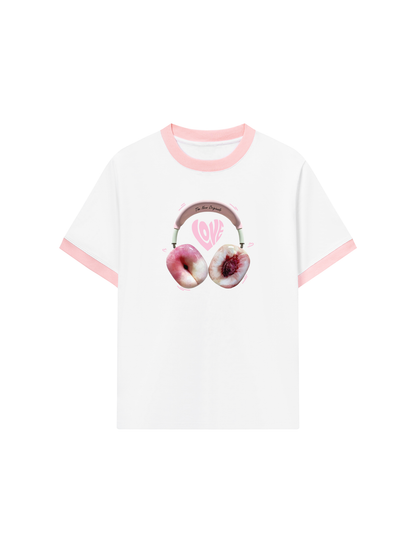 Áo Thun Ringer Relaxed Fit Summer Vibes Peach Love
