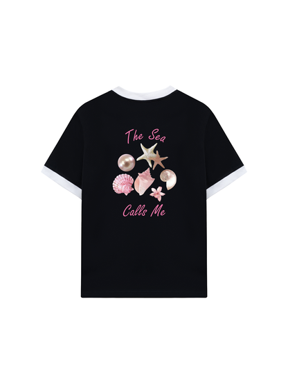 Áo Thun Ringer Relaxed Fit Summer Vibes The Sea Calls Me