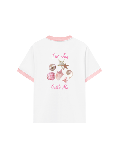 Áo Thun Ringer Relaxed Fit Summer Vibes The Sea Calls Me