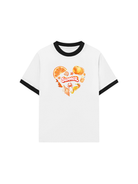 Áo Thun Ringer Relaxed Fit Summer Vibes Heart Orange Summer