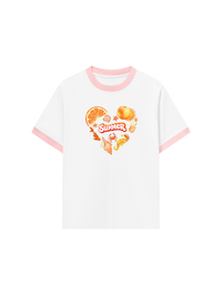 Áo Thun Ringer Relaxed Fit Summer Vibes Heart Orange Summer