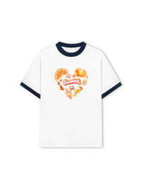 Áo Thun Ringer Relaxed Fit Summer Vibes Heart Orange Summer