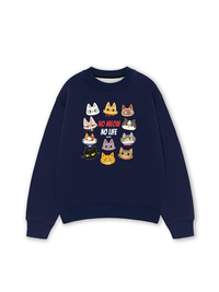 Áo Sweater Nỉ Hai Da Animal Mood No Meow No Life