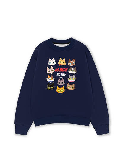 Áo Sweater Nỉ Hai Da Animal Mood No Meow No Life