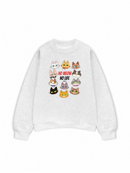 Áo Sweater Nỉ Hai Da Animal Mood No Meow No Life