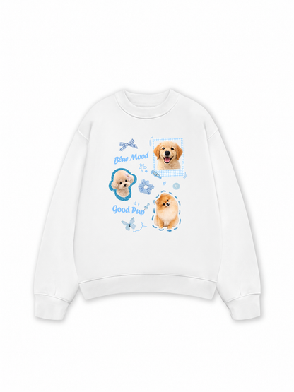 Áo Sweater Nỉ Hai Da Daily Cuties Blue Mood Good Pup