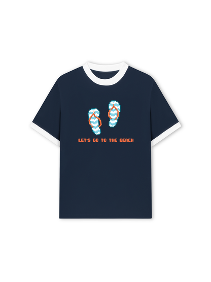 Áo Thun Ringer Relaxed Fit Summer Vibes Let_s Go To The Beach