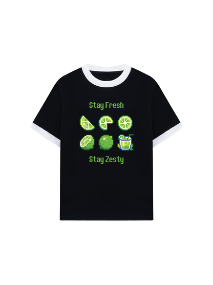 Áo Thun Ringer Relaxed Fit Summer Vibes Stay Fresh Stay Zesty