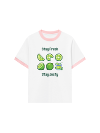 Áo Thun Ringer Relaxed Fit Summer Vibes Stay Fresh Stay Zesty