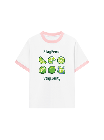 Áo Thun Ringer Relaxed Fit Summer Vibes Stay Fresh Stay Zesty