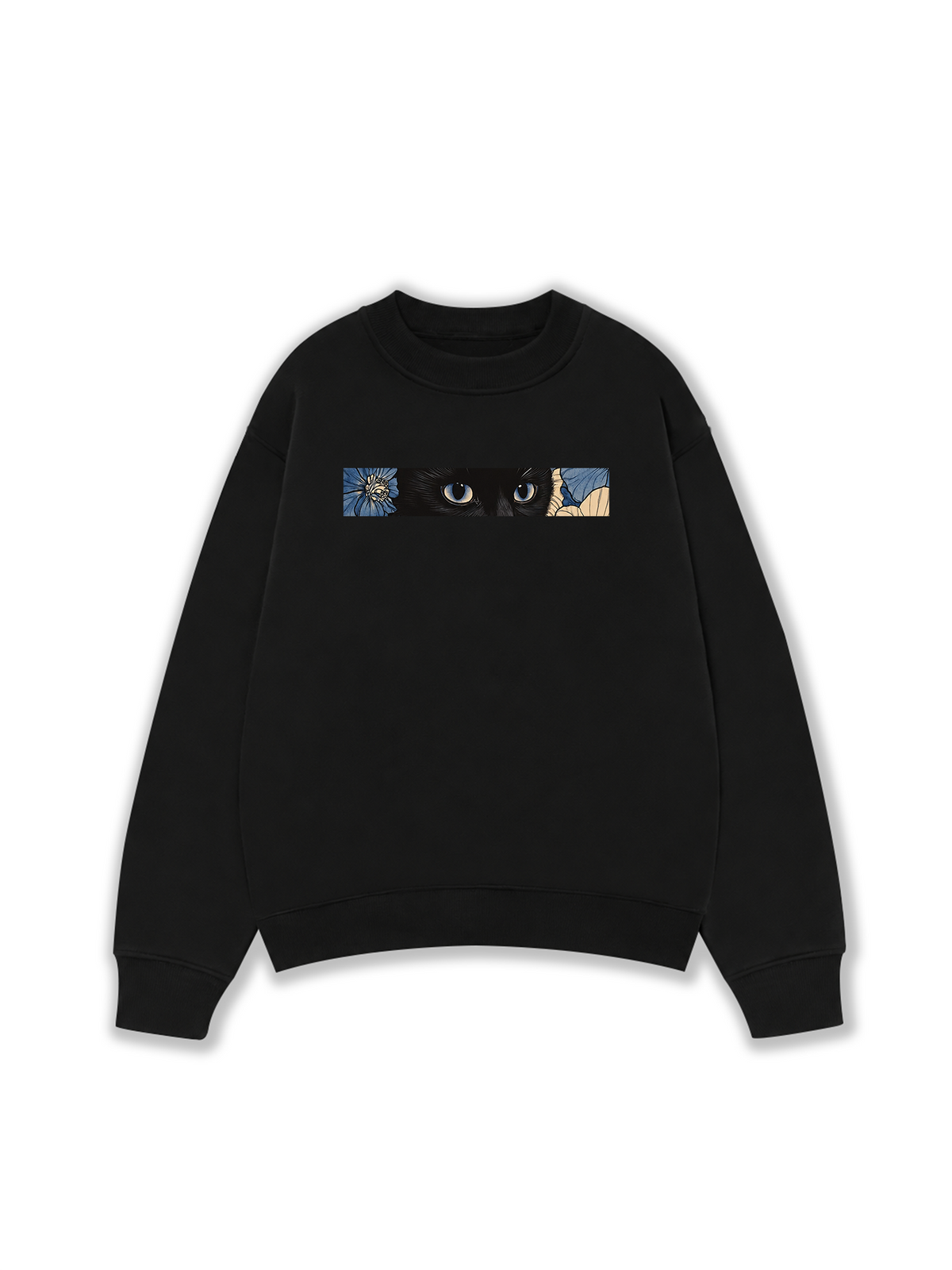 Áo Sweater Nỉ Hai Da Blue Flower Cat