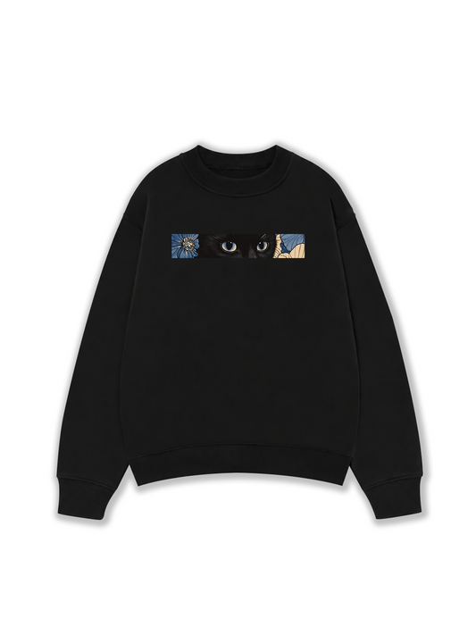 Áo Sweater Nỉ Hai Da Blue Flower Cat