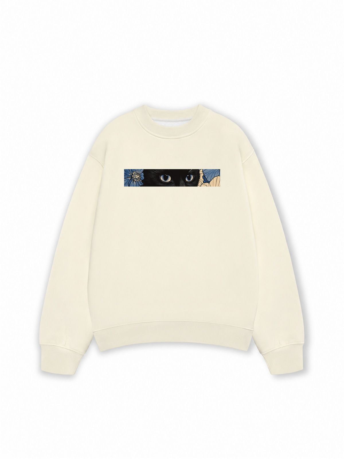 Áo Sweater Nỉ Hai Da Blue Flower Cat