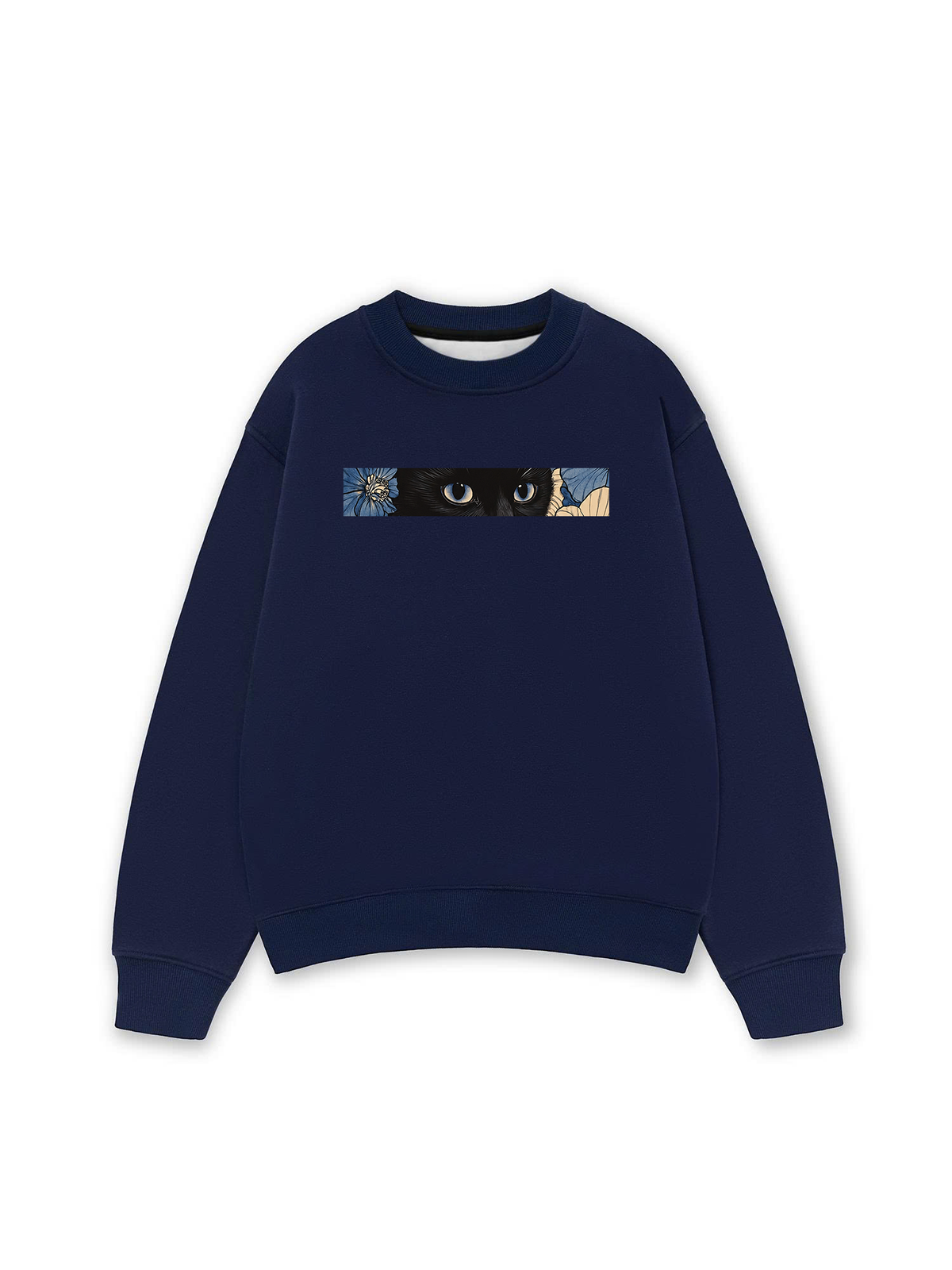 Áo Sweater Nỉ Hai Da Blue Flower Cat