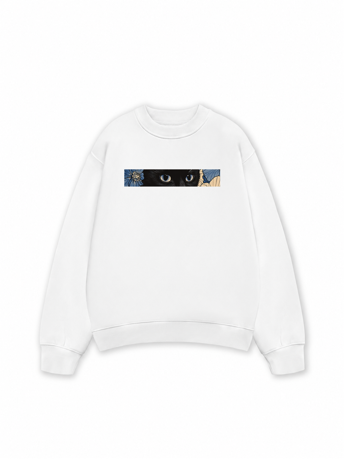 Áo Sweater Nỉ Hai Da Blue Flower Cat