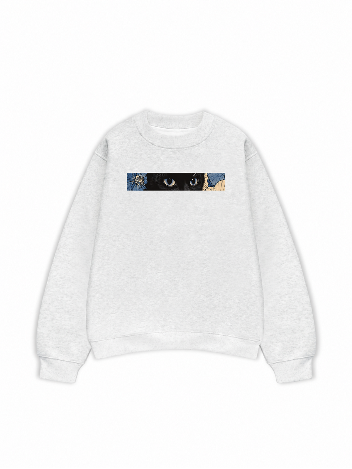 Áo Sweater Nỉ Hai Da Blue Flower Cat