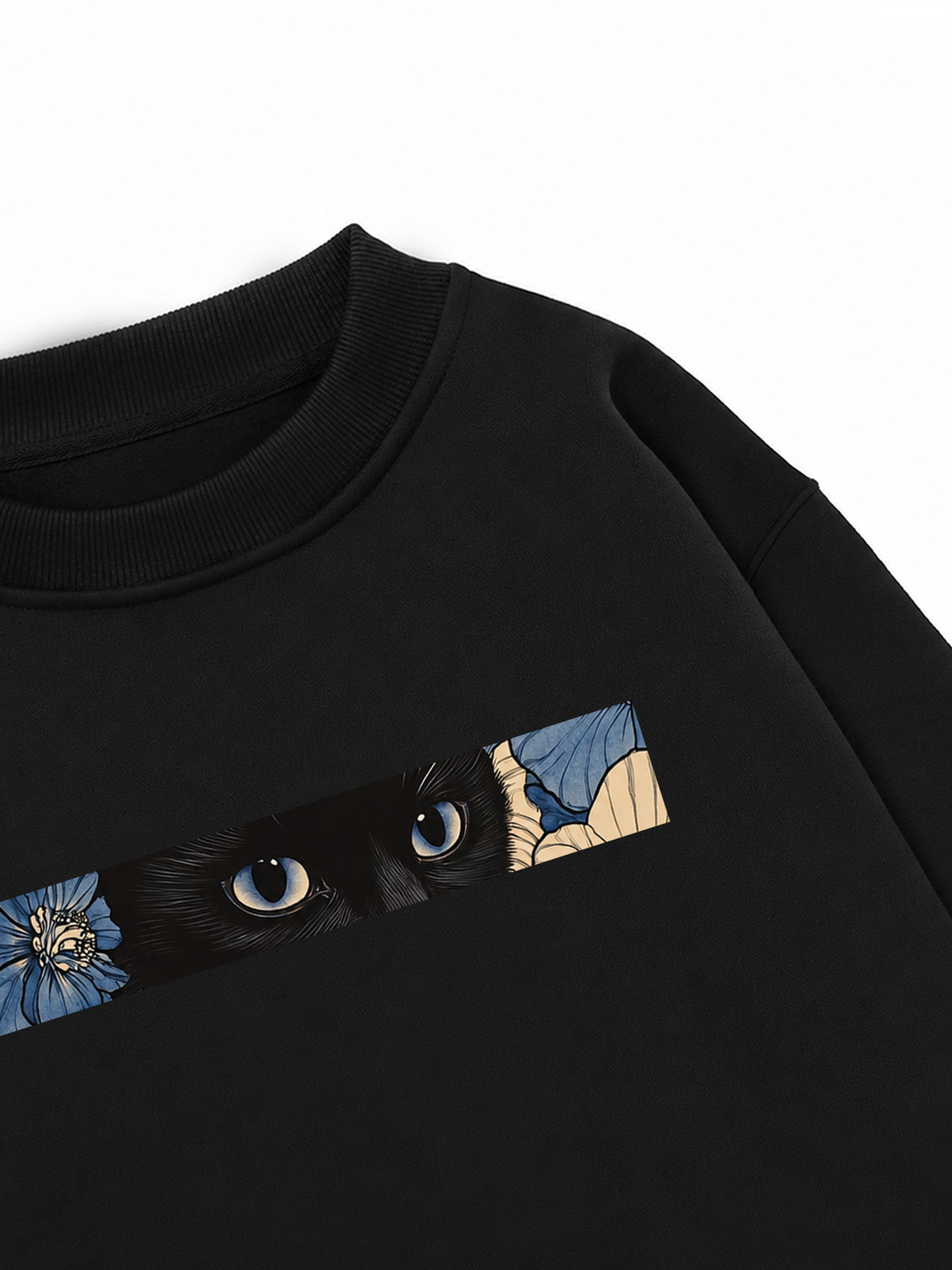 Áo Sweater Nỉ Hai Da Blue Flower Cat
