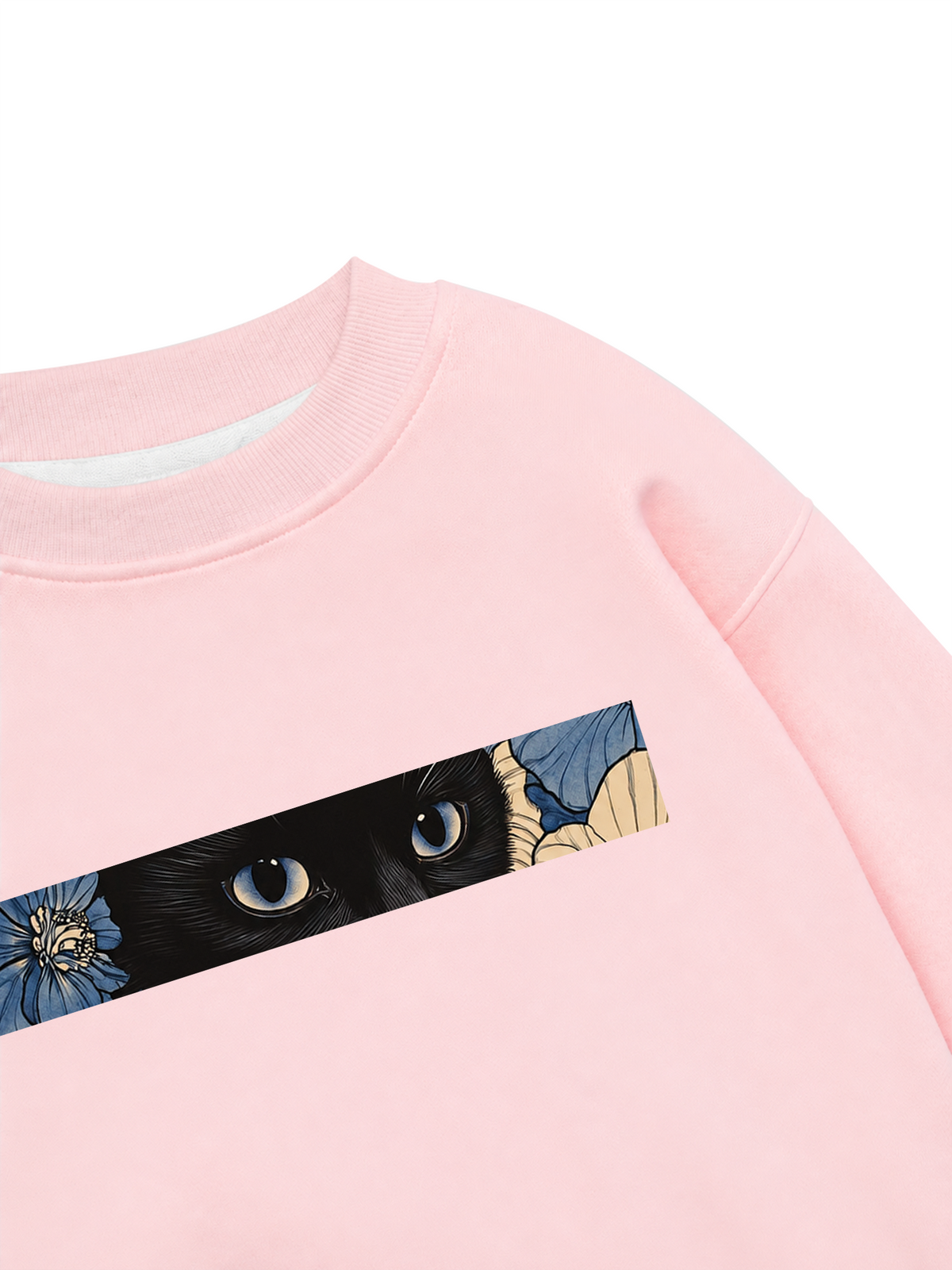 Áo Sweater Nỉ Hai Da Blue Flower Cat
