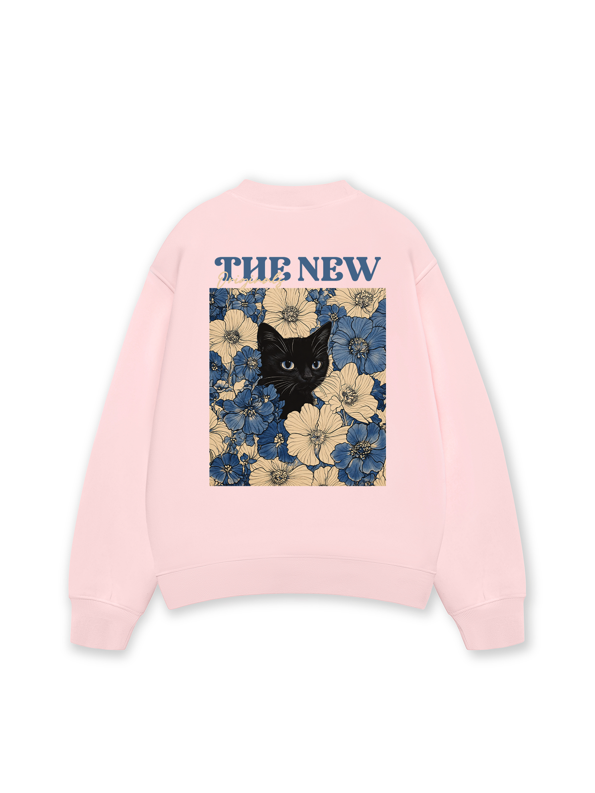 Áo Sweater Nỉ Hai Da Blue Flower Cat
