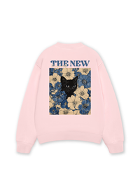 Áo Sweater Nỉ Hai Da Blue Flower Cat