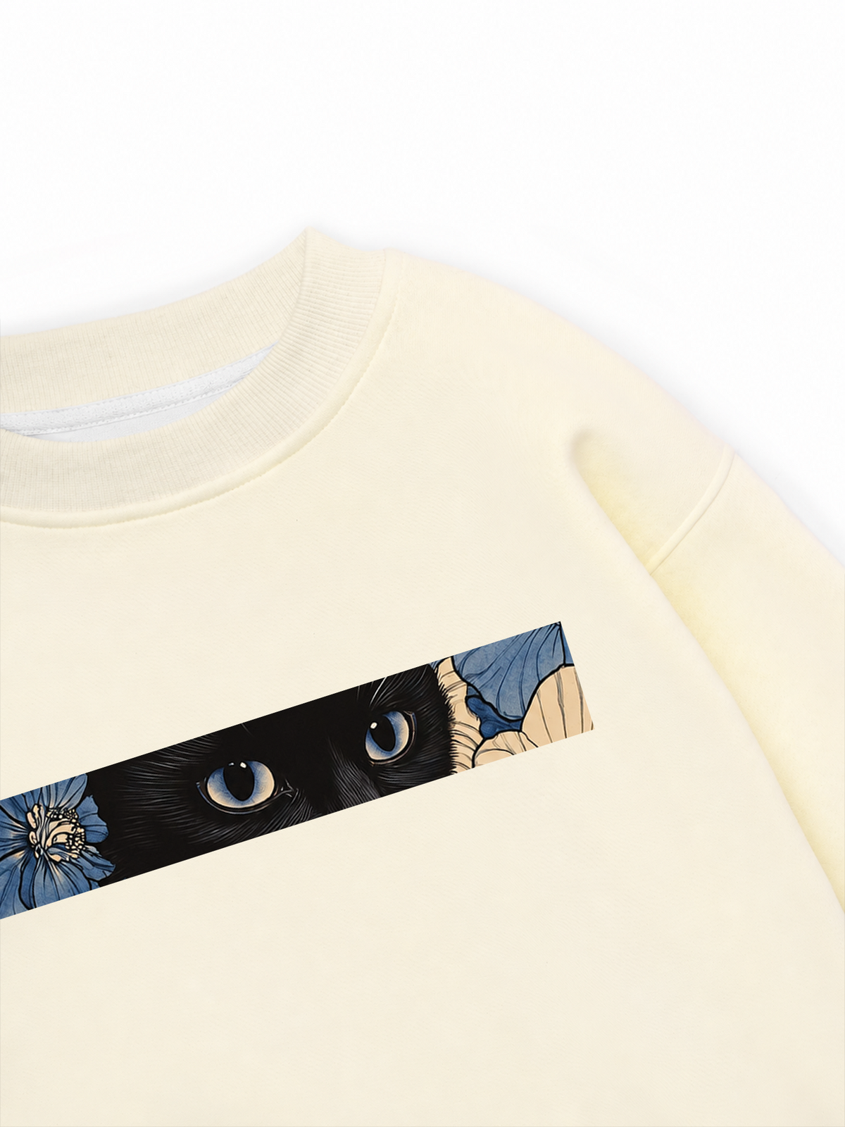 Áo Sweater Nỉ Hai Da Blue Flower Cat